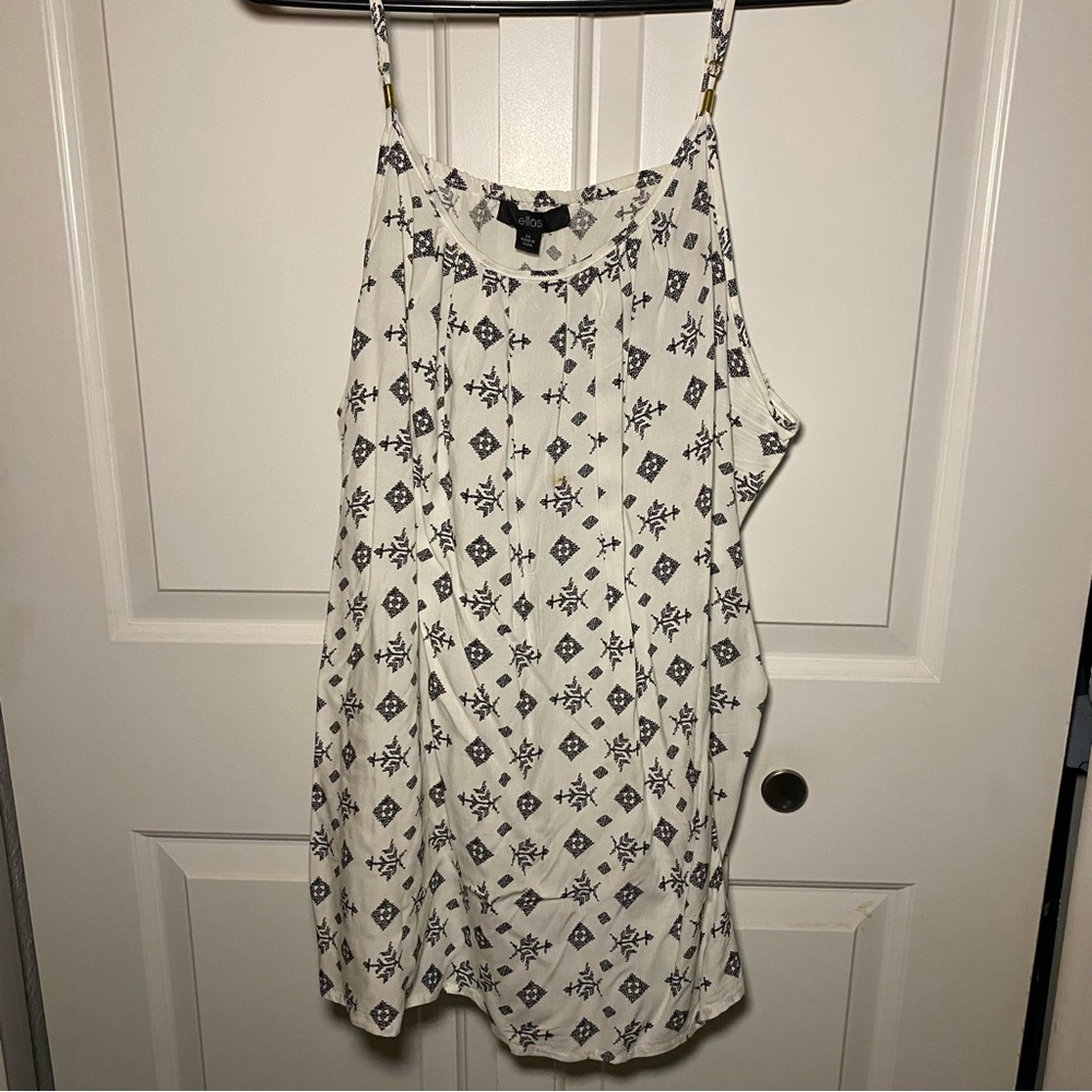 Ellos White and Black Relaxed Sleeveless Camisole